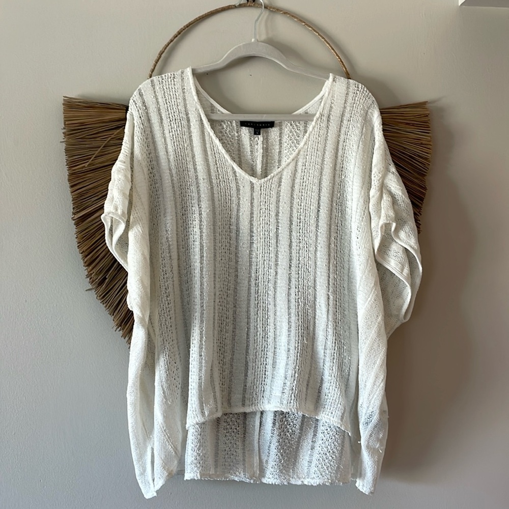 Sanctuary Ivory Chrochet Short Sleeve Sweater | M